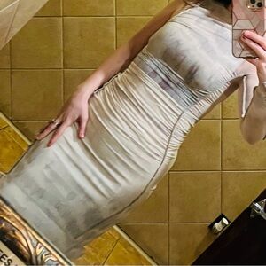 Zara Cream One-Shoulder Dress